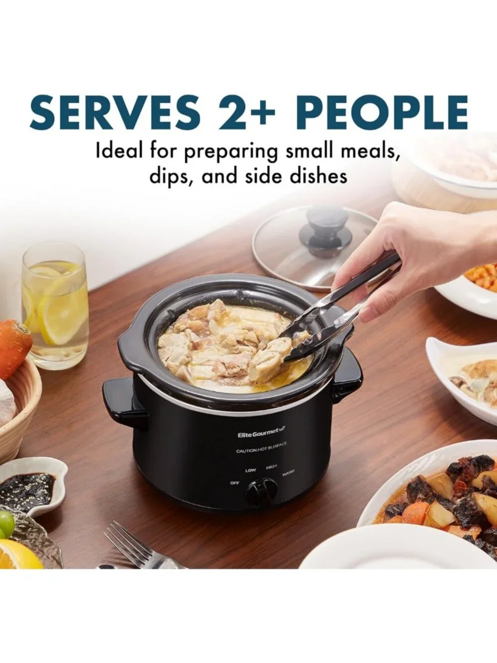 Electric Slow Cooker 1.5 Quart - Adjustable Temp for Soups, Stews, Dips & More